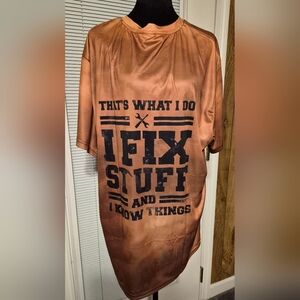I Fix Stuff Graphic Tee — Brown with Black Print Silk FEELING Material NWOT